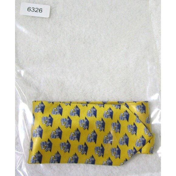 FABERGE Mens Silk Tie Yellow Blue Handmade USA 054 Truck Print - Picture 8 of 8